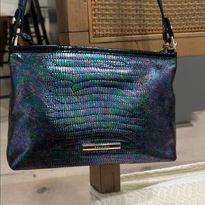 Brahmin Lorelei Multi Symphonic Genuine Leather Iridescent Blue Green Wristlet